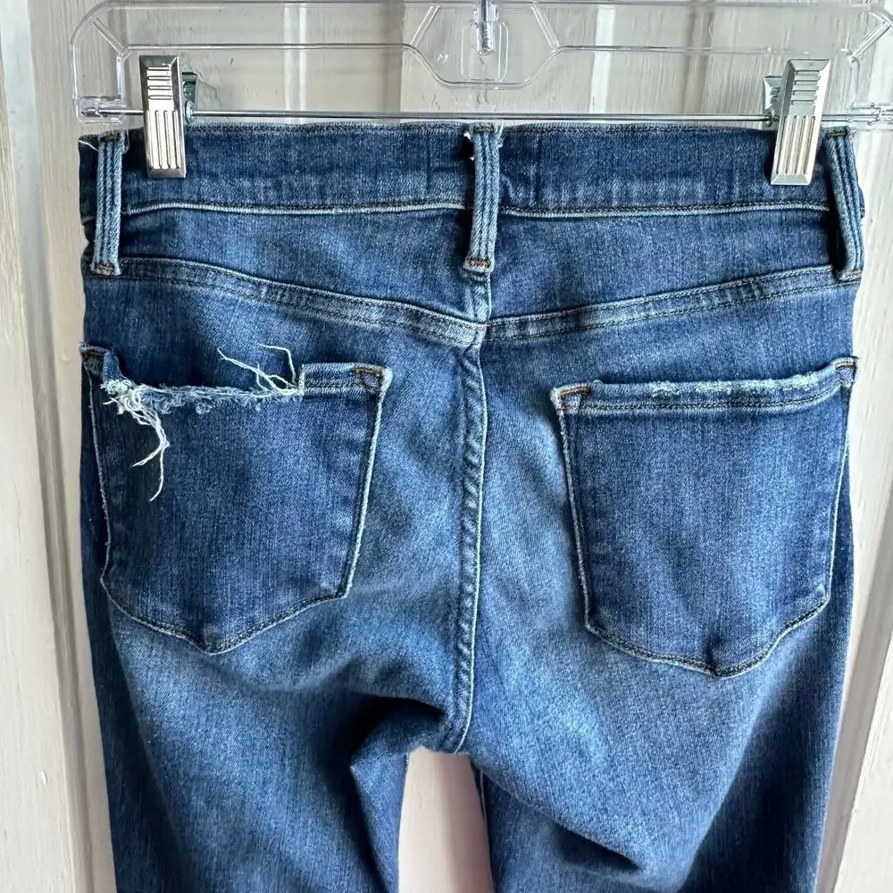 FRAME Le Skinny de Jeanne Distressed Skinny Jeans Women’s Size 27 Victoria Park